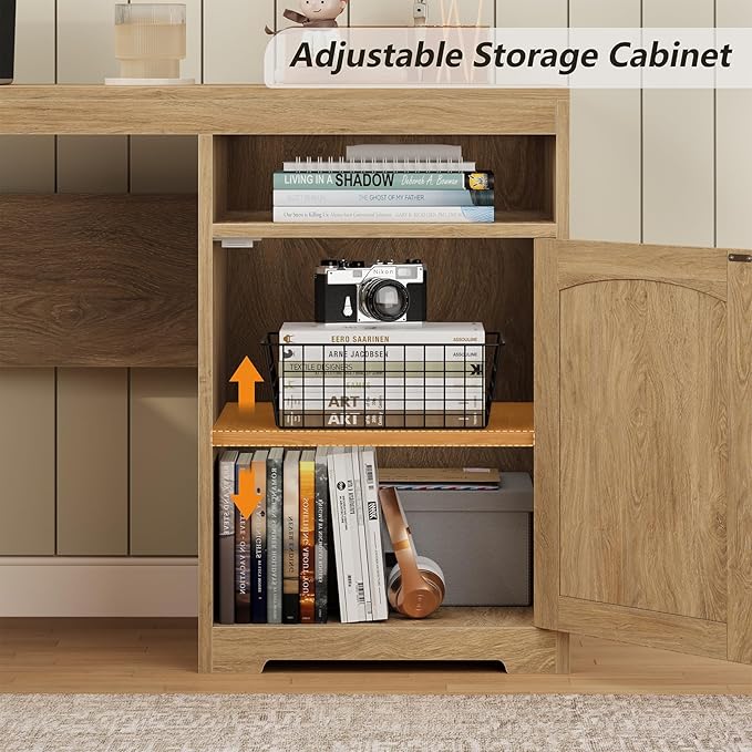 YOMILUVE 63" Farmhouse L Shaped Executive Desk - Image 6