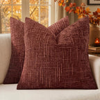 MIULEE Chenille Textured Fall Throw Pillow Covers Rust 20x20 Set of 2 | Slubby by MIULEE