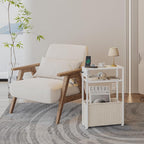 Leomonio White Side Table with Charging Station, Slim End Tables with Linen - Image 3
