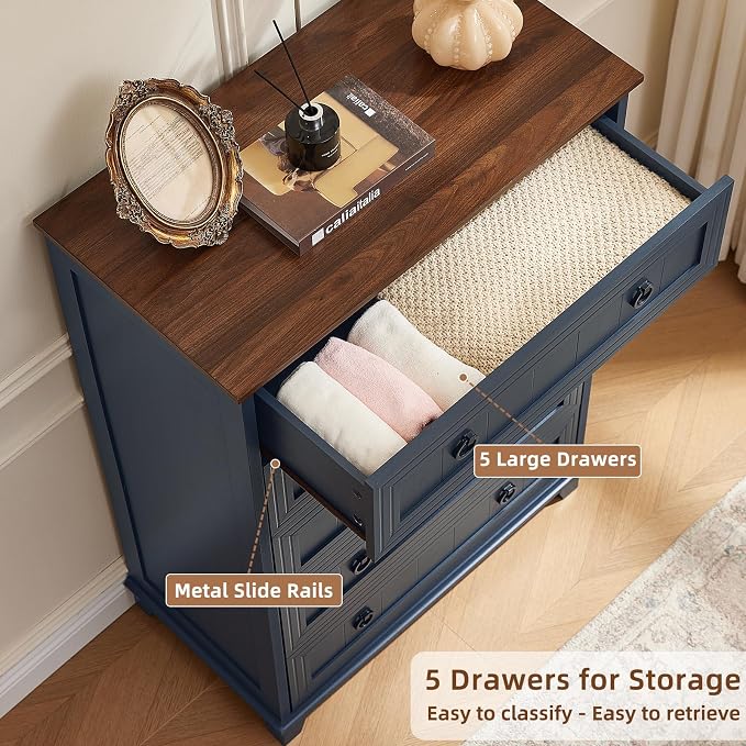 Joaxswe Farmhouse 5 Drawer Dresser - Image 4