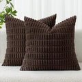 MIULEE Corduroy Decorative Throw Pillow Covers 16x16 Dark Brown Pack of 2 | by MIULEE