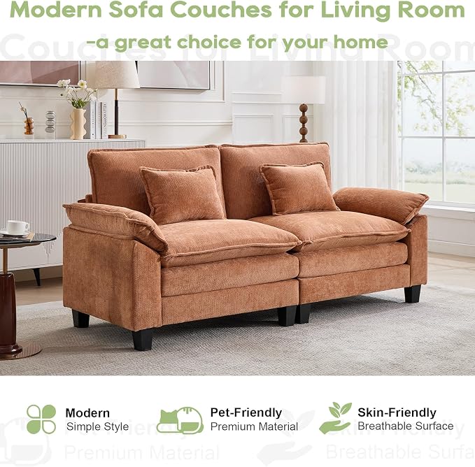 Oprisen 86" Modular Sectional Sofa, Comfy Cloud Couch Sectional Sofa, Chenille - Image 6