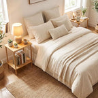 Giantex Bamboo Side Table Set of 2, 2-Tier Sofa End Bedside Table w/Storage - Image 9