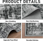 4x6 Area Rugs for Living Room: Washable Abstract Black Badroom Carpet | - Image 5