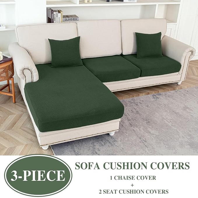 LA MEACK Couch Cushion Covers for Sectional Sofa L Shape Washable Separate Seat - Image 2