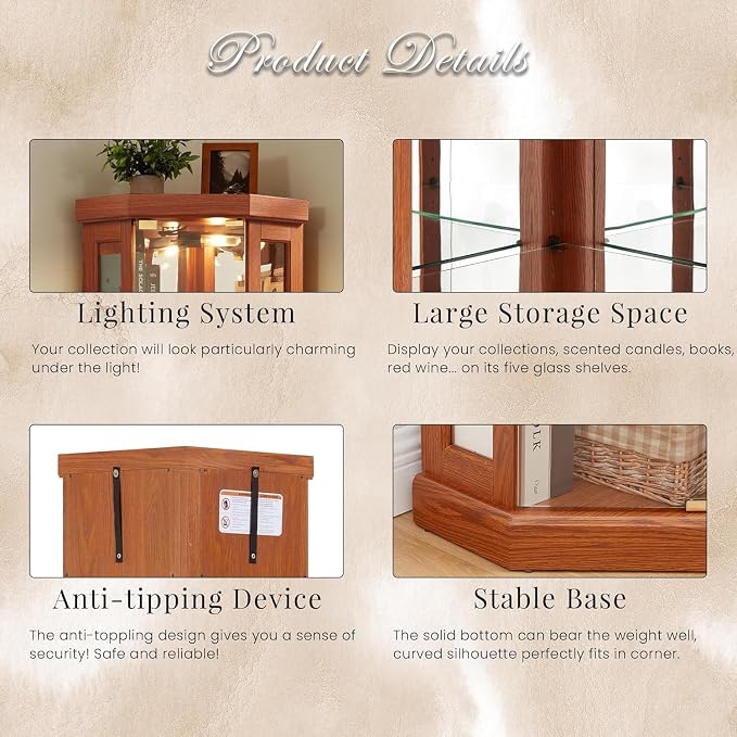 Corner Display Curio Cabinets - Image 4