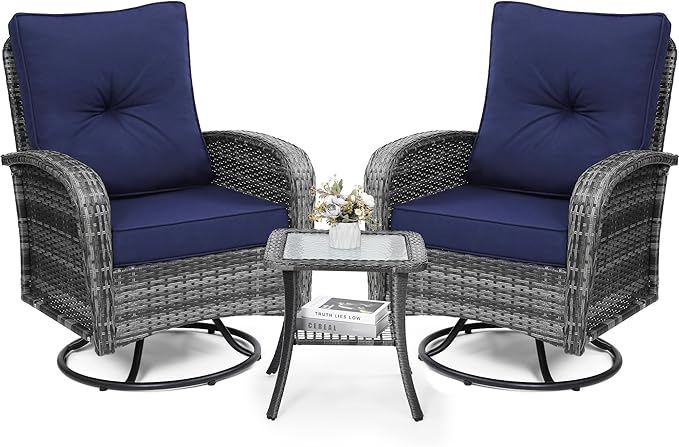 wildformers Luxury Outdoor Swivel Wicker Glider Patio Chairs by wildformers