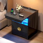 Nightstands Set of 2 with Gun Drawer, Bedside Table with 3-Color LED Lights & - Image 3