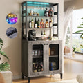 Aheaplus Bar Cabinet with Power Outlets, Coffee Bar Station by Aheaplus
