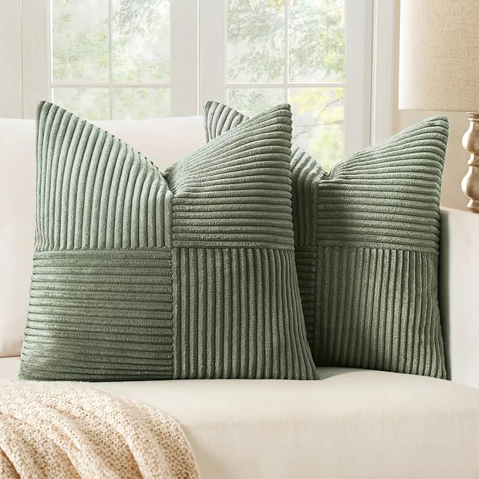 MIULEE Light Olive Green Decorative Throw Pillow Covers by MIULEE
