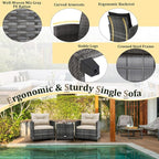 HAPPYGRILL 3 Pieces Patio Conversation Set PE Rattan Outdoor Furniture Sofa Set - Image 5