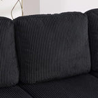 L-Shaped Sectional Sofa with Storage & Movable Ottoman, Corduroy 3 Seater - Image 8