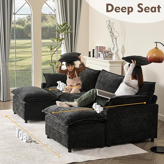 GOSUHI 108" U Shaped Couch, Modular Sectional Sofa, 3-Seater Comfy Cloud Couch - Image 5