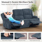 Yolsali Recliner Sofa, 3 Seater Manual Reclining Sofa - Image 4