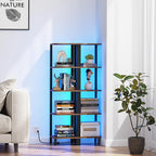 TUTOTAK Corner Shelf with LED Light, 5-Tier Corner Bookshelf - Image 7