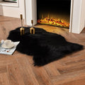 duduta Black Faux Fur Rug 2x3 ft, Small Fluffy Bedside Rug Seat Covers | Shag by duduta