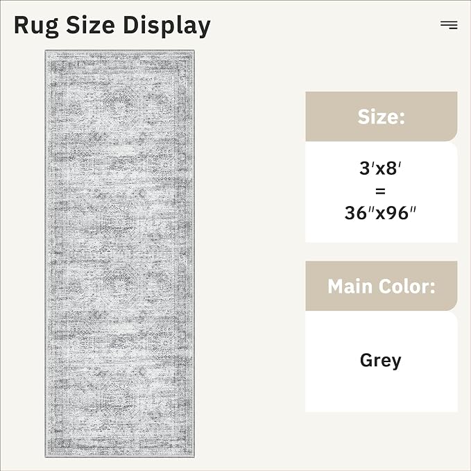 Soalmost Washable Kitchen Runner Rug 3x8 Hallway Entry Rugs Non-Slip, Foldable - Image 5