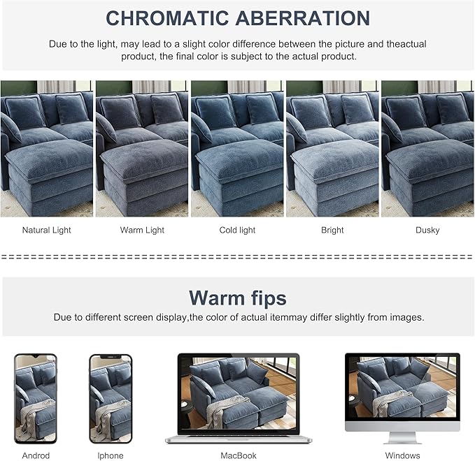 107" Cloud Couch Sectional, U Shaped Modular Sectional Sofa, 4-Seat Deep Seat - Image 6