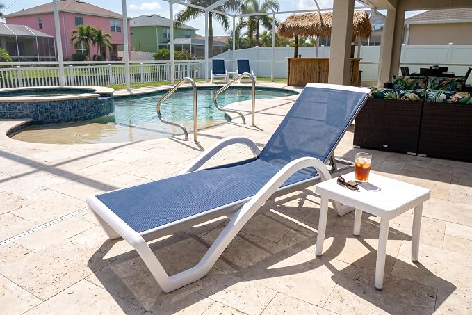 PURPLE LEAF Patio Chaise Lounge Chair Set Outdoor Plastic Textilene Lounger by PURPLELEAF
