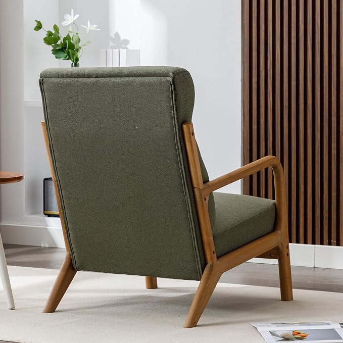 ANJ Mid Century Modern High Back Accent Chairs Set of 2, Single Lounge Armchair - Image 7