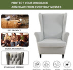 HAOYONG Jacquard Wingback Chair Cover Thickening Armchair Covers 2 Pieces - Image 4