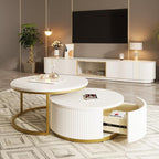 Modern Round Nesting Coffee Table Fluted - Image 5