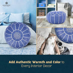 Genuine Leather Round Pouf Cover - Image 10