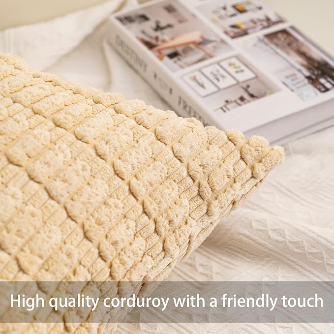 Aegero Pack of 2 Corduroy Decorative Throw Pillow Covers 12x20 Inch - Image 2