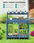 SERWALL Outdoor Potting Bench 2-Piece Set, Rot-Resistant HDPE Potting Table - Image 7
