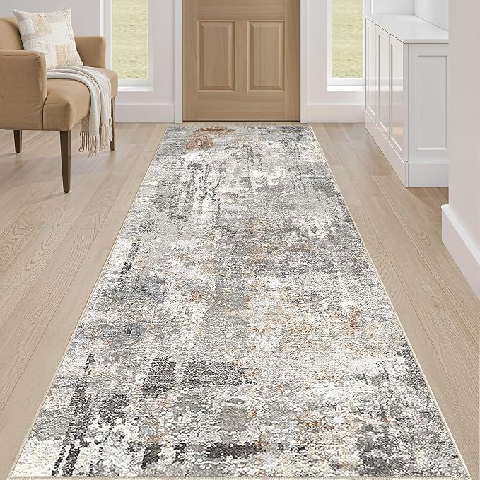 LOONGRUG Runner Rug 3x8 Washable Non-Slip Kitchen Neutral Modern Rug | Abstract - Image 4