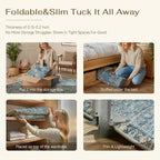 5x7 Light Blue Vintage Floral Washable Area Rug - Image 5