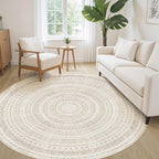 cotiled 6x6 Round Rug 6ft Circle Living Room Boho Area Rugs | Washable Foldable - Image 3