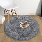 Grey Round Rugs for Bedroom, Fluffy Circle Rug 2 2 Feet for Kids Room, Furry - Image 3