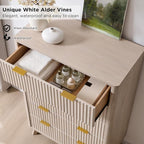 T4TREAM Fluted 5 Drawers Dresser, Curved Profile Design, Wood Drawer Organizer - Image 4