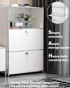 Metal Shelf with 2 Flap Doors, Large Capacity Cabinet, DIY Modern Home - Image 4
