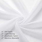 White Sheer Curtains 72 Inches Long 2 Panels, Light Filtering Voile Drapes - Image 3