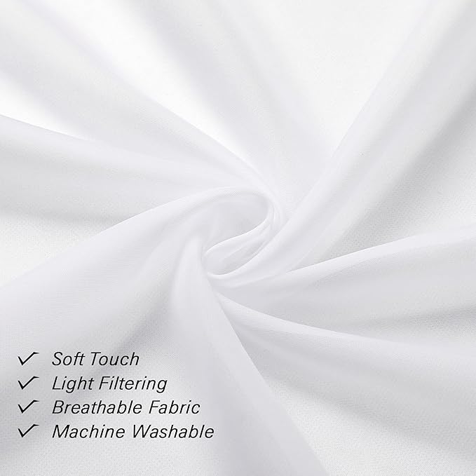 White Sheer Curtains 84 Inches Long 2 Panels, Airy Solid Voile Window Curtain - Image 7