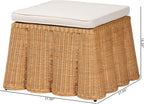 Bali & pari Palm Bohemian Honey Scallop Rattan Ottoman - Image 3