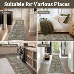 Yamaziot 2x8 Washable Hallway Runner Rug Non Slip Floral Carpet, Tan | Soft - Image 7