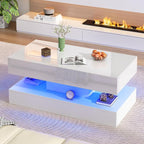 Uspeedy 39.37in Large High Glossy LED Coffee Table - Image 4