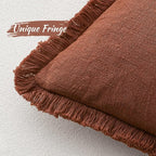 MIULEE Linen Fringe Decorative Fall Throw Pillow Covers Late Autumn 18x18 | Set - Image 3