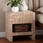 Bali & pari Callan Bohemian Woven Natural Grasscloth 1-Drawer Nightstand - Image 2