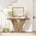 karlott 51 Inch Console Table, Modern V-Shaped Entryway Table, Wood Sofa Table - Image 4