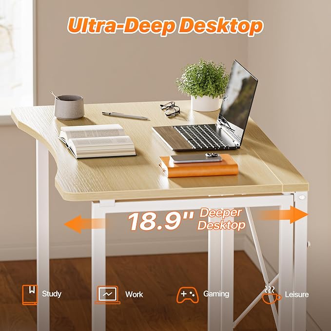 Huuger Folding Desk for Small Spaces, 31.5 Inch Foldable Computer Table - Image 4