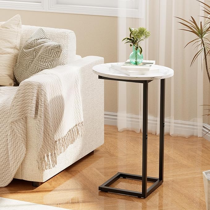 C Shaped End Side Table, Small Oval Couch Sofa Table - Image 6
