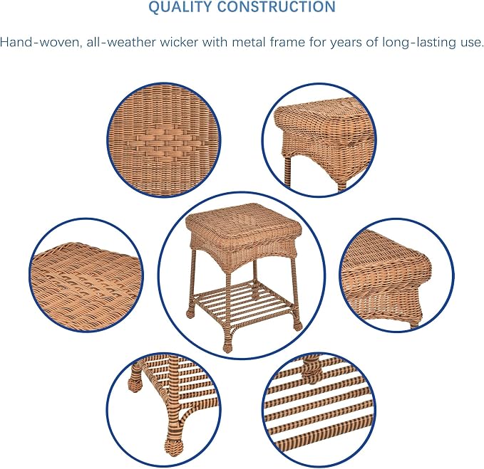Jeco 3 Piece Rocker Wicker Chair Set - Image 6