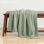 CozeCube Sage Green Seed Stitch Throw Blanket 50"x60", Farmhouse Decor | Blanket - Image 4