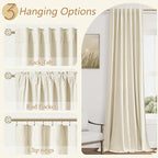 Warm Beige 100% Blackout Linen Curtains 84 Inch Length 2 Panels Set - Image 6