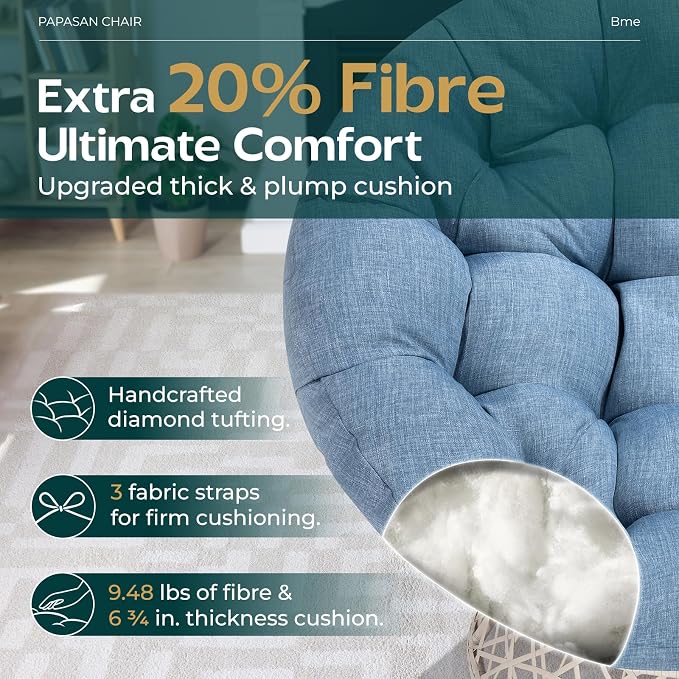 Bme 40" Ergonomic Wicker Papasan Chair - Image 3