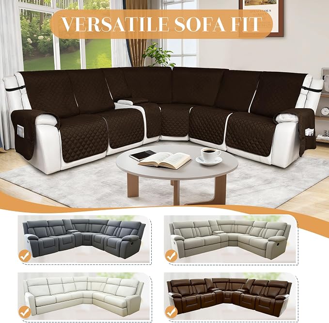 HDCAXKJ 100% Waterproof Reclining Sectional Couch Covers L Shape Recliner Sofa - Image 6